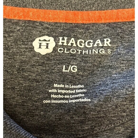 Men's HAGGAR Clothing Co. Dark Gray Polo Golf Shirt 100% Polyester Size Large - Picture 9 of 16